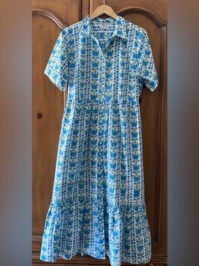 Pink City Prints MEDIUM Maddy Dress Vintage Border Floral Cottage